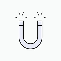 Magnet Icon. Horseshoe Magnetism. Applied as a Trendy Symbol for Design Elements, Presentations, and Web Apps.