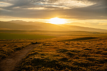 Vivid Sunset, Grassy Hills, Rolling Hills, Antelope Valley, California