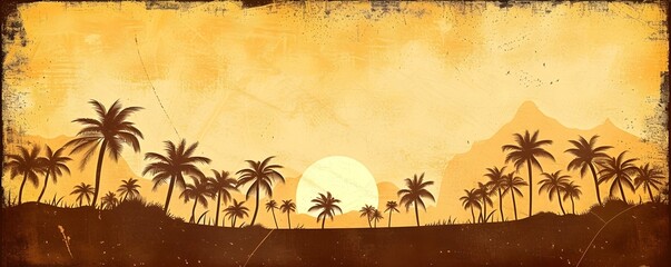 A Tranquil Sunset Amidst Palm Silhouettes