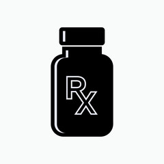 Medicine Bottle Icon. Pill, Tablet, or Capsules Container. Applied as a Trendy Symbol for Design Elements, Presentations, and Web Apps. 
