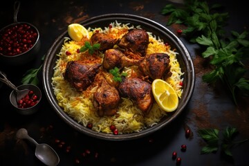 Chicken kabsa with rice mandi the Saudi Arabian national dish