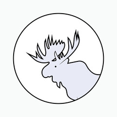 Moose Icon. North America Large Deer Symbol with Palmate Antlers - Vector.
