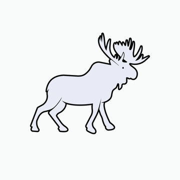 Moose Icon. North America Large Deer Symbol with Palmate Antlers - Vector.