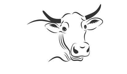 Cow emblem on white background