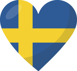 Sweden flag heart 3D style.