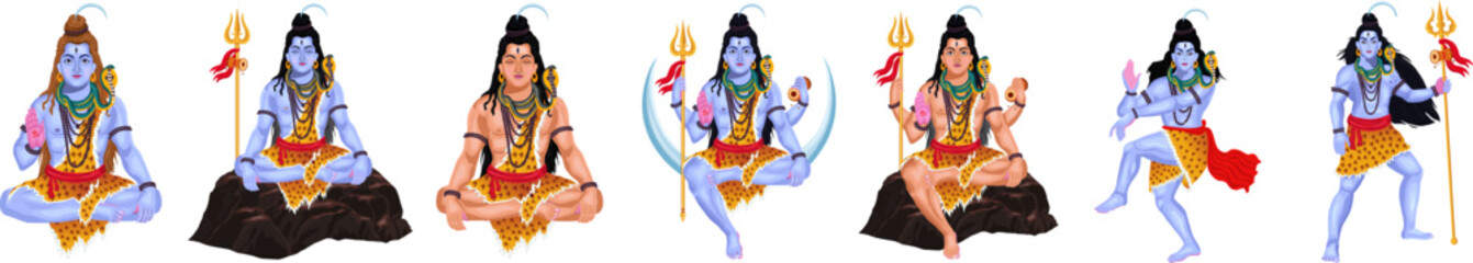 Lord Shiva Illustration For Happy Maha Shivratri, Social Media Post, Web Banner, Greetings, Status - obrazy, fototapety, plakaty