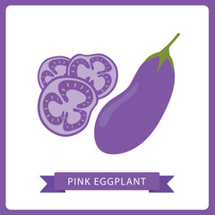 Pink eggplant vector icon isolated on white background. eggplant icon, flat style, vegetable vector illustration. Healthy food single object - isolated eggplant