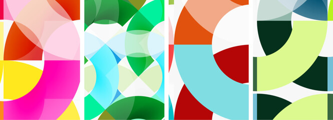 Obraz premium Set of round lines and circles poster backgrounds. Vector illustration For Wallpaper, Banner, Background, Card, Book Illustration, landing page