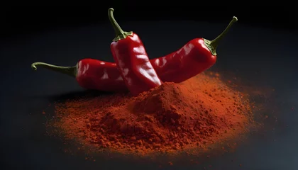 Foto op Plexiglas red hot chili peppers on black © shivraj