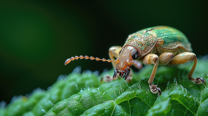 Macro Photography of Brown Weevil on Green Leaf
