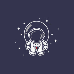 Astronaut Flying In Space Cartoon Vector Icon Illustration. Science Technology Icon Concept Isolated Premium Vector. Flat Cartoon Style