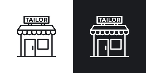 Tailor Shop Icon Designed in a Line Style on White Background.