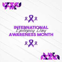 International Epilepsy Day illustration with Geometry design. Raising awareness about epilepsy and the urgent need for improved treatment, and better care. Epilepsy Day background in purplish colors