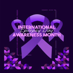 Fototapeta na wymiar International Epilepsy Day illustration with Geometry design. Raising awareness about epilepsy and the urgent need for improved treatment, and better care. Epilepsy Day background in purplish colors