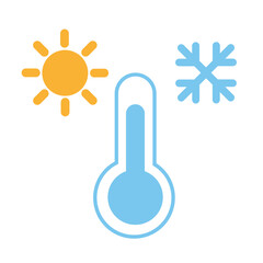 Thermometer icon. High temperature thermometer and sun and low temperature thermometer and ice