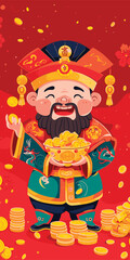 Obraz na płótnie Canvas Chinese new year celebration God of Wealth airdrop money