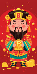 Obraz na płótnie Canvas Chinese new year celebration God of Wealth airdrop money