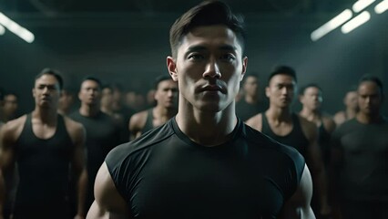 A group of Asian fitness aficionados stand in formation ready to start their exercise routine. All of them have committed themselves to improving their lives through fitness and their