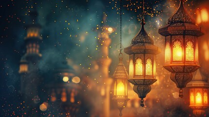 ramadan blur backgrounds  islamic with old lantern lamps