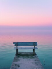 Fototapeta na wymiar Solitary Boat on Calm Waters at Sunset trendy vertical Quiet Background, AI generate