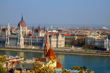 Orszaghaz Building a Danube River are of most prominent buildings in Budapest skyline