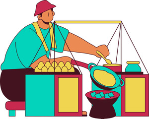 Indonesia Traditional Streetfood Illustration