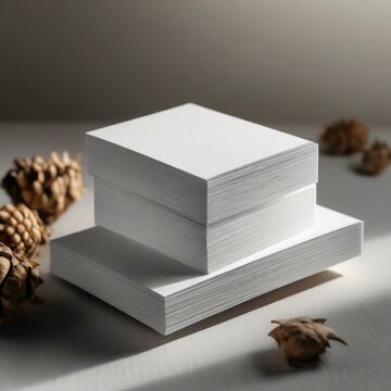 minimalist design showcases professionalism and attention, business card stack white blank mockup.