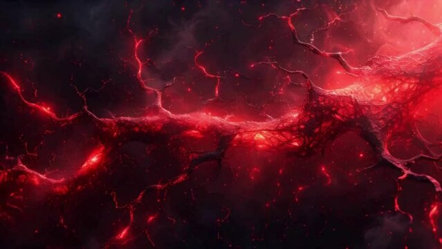 Red vein neural links animation