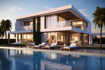 Fototapeta premium A tropical resort with swimming pool