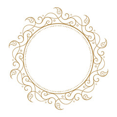 Vector round floral frame with ivy leaves decoration. Vintage style ivy stems wreath.