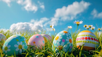 Fototapeta premium Easter Bunny With Easter Eggs, Generative AI