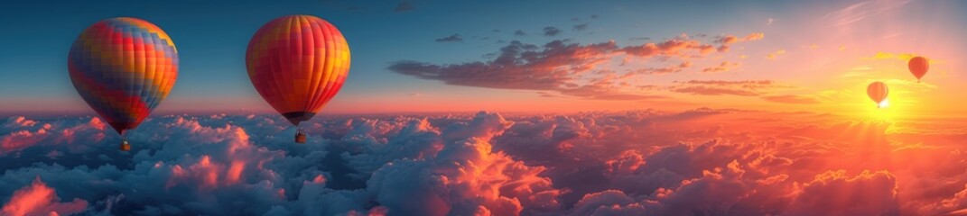 Obraz premium Whimsical Hot Air Balloons Drifting Among Clouds