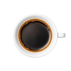 White Background Espresso Coffee Cup Drink Isolated Café Beverage Hot Brown Mug Saucer Aroma Top View Liquid