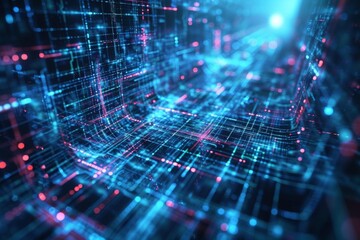 Fototapeta premium Modern digital 3d background suitable for depicting network capabilities Technological processes Digital storage Science And education Offering ample copy space
