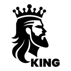 minimal king brand logo concept, black color silhouette, white background