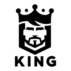 minimal king brand logo concept, black color silhouette, white background