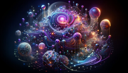 Enigmatic AI: Convolutional Neural Network in a Surreal Web of Light and Abstract Realms.