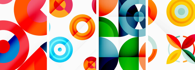 Obraz premium Round geometric elements and circles in background design for wallpaper, business card, cover, poster, banner, brochure, header, website