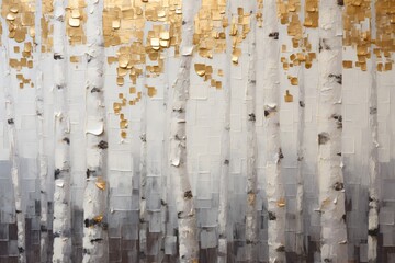 Abstract painting of trees in a forest