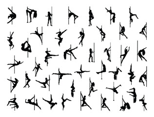 Pole dance silhouette vector art white background