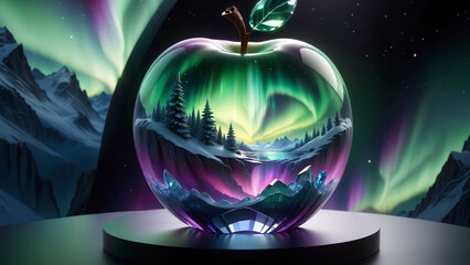 aurora inside an apple crystal