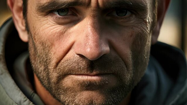 A middleaged father who has felt the devastating grief of losing a child to a stray bullet. His once jovial eyes are now dull and distant. In spite of his despair, he channels his pain,