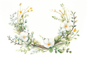 Minimal easter wreath with soft pastel colors and illustrative style