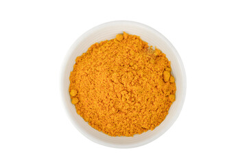 Turmeric powder on white background