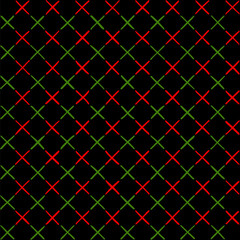 hand drawn crosses. black, green, red repetitive background. vector seamless pattern. geometric fabric swatch. retro design template for textile