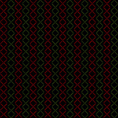 hand drawn lines of green, red squares from stripes. black repetitive background. vector seamless pattern. retro decorative art. geometric fabric swatch. wrapping paper. design template for textile