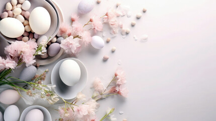 Obraz na płótnie Canvas Vibrant Easter Celebration - Elegant Flatlay Design for Festive Greetings