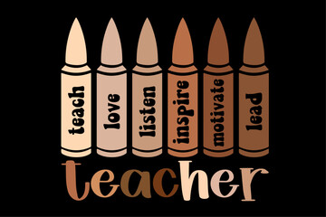 Melanin Teacher Women African American Teacher T-Shirt Design