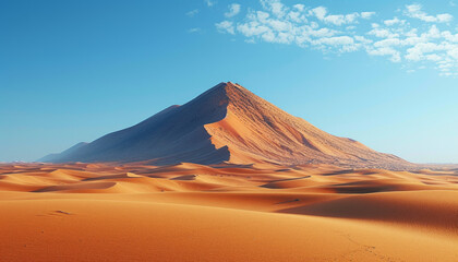 Fototapeta na wymiar Majestic Sand Dunes Under Blue Sky in the Desert