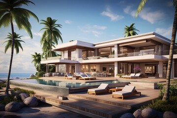 Fototapeta premium A beachfront villa or resort